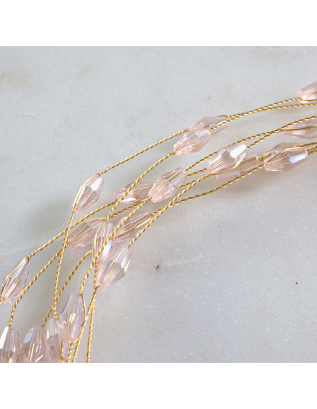 Naszyjnik wielosznurowy choker z koralikami Lolita Accessories łososiowy