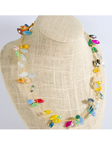 Naszyjnik wielosznurowy choker z koralikami...