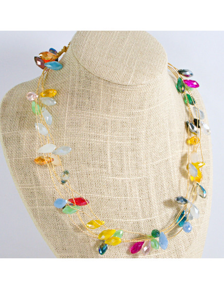 Naszyjnik wielosznurowy choker z koralikami Lolita Accessories kolory