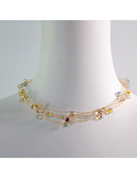 Naszyjnik Korale wielosznurowy choker z koralikami Lolita Accessories Szary