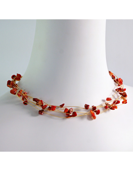 Naszyjnik Korale czerwone choker z koralikami Lolita Accessories czerwony