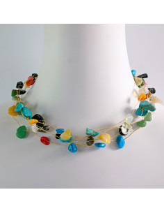 Naszyjnik wielosznurowy choker z kamieniami Lolita...