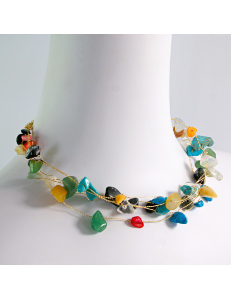 Naszyjnik wielosznurowy choker z kamieniami Lolita Accessories kolory