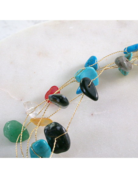 Naszyjnik wielosznurowy choker z kamieniami Lolita Accessories kolory