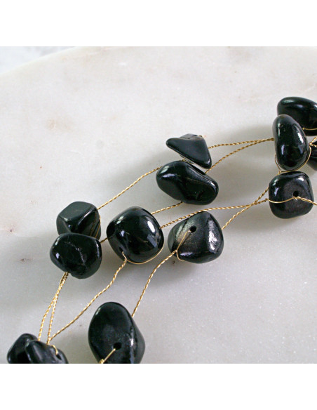 Naszyjnik wielosznurowy choker z kamieniami Lolita Accessories czarny