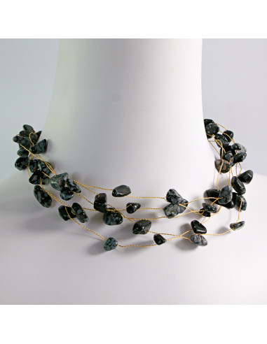 Naszyjnik wielosznurowy choker z kamieniami...