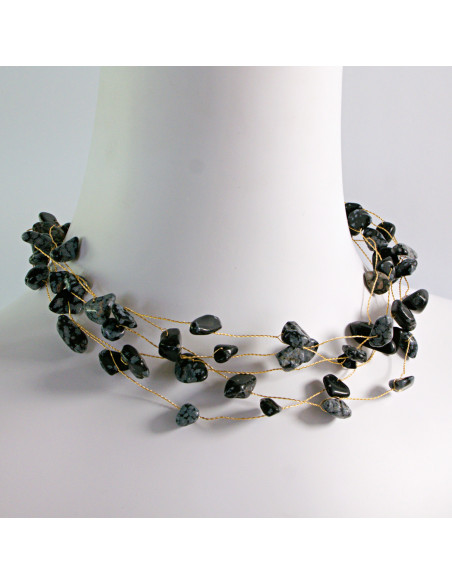 Naszyjnik wielosznurowy choker z kamieniami Lolita Accessories czarny