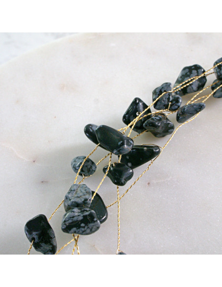 Naszyjnik wielosznurowy choker z kamieniami Lolita Accessories czarny