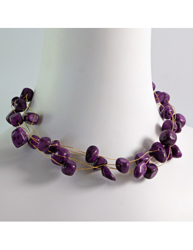 Naszyjnik wielosznurowy choker z kamieniami...