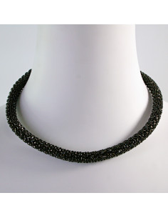 Komplet Naszyjnik Kolia z cyrkoniami czarny , kolczyki...