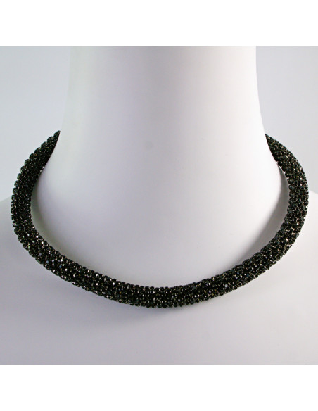 Komplet Naszyjnik Kolia z cyrkoniami czarny , kolczyki Lolita Accessories