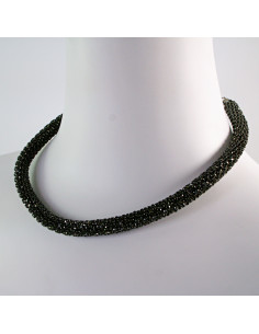 Komplet Naszyjnik Kolia z cyrkoniami czarny , kolczyki... 2