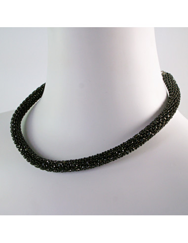 Komplet Naszyjnik Kolia z cyrkoniami czarny ,...