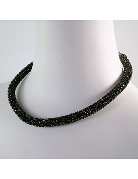 Komplet Naszyjnik Kolia z cyrkoniami czarny , kolczyki Lolita Accessories