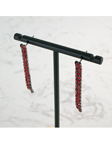 Komplet Naszyjnik Kolia z cyrkoniami czerwony,...