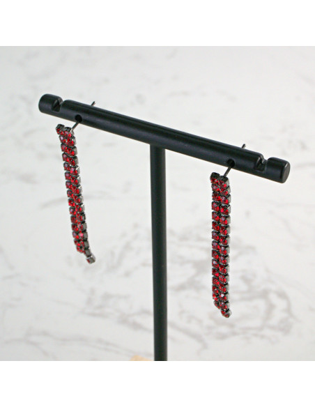 Komplet Naszyjnik Kolia z cyrkoniami czerwony, kolczyki Lolita Accessories