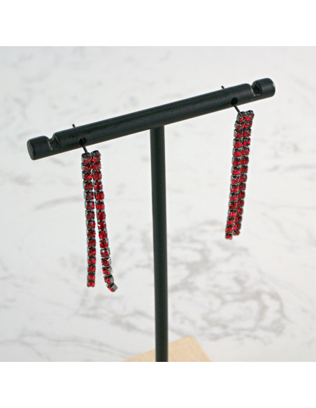 Komplet Naszyjnik Kolia z cyrkoniami czerwony, kolczyki Lolita Accessories