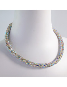 Komplet Naszyjnik Kolia z cyrkoniami Crystal AB kolczyki...