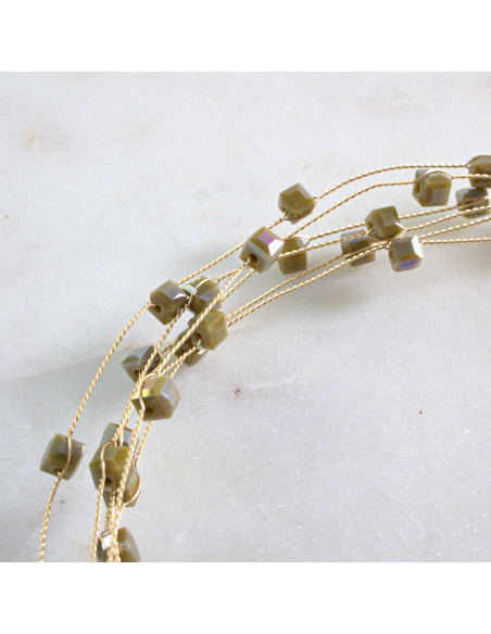 Naszyjnik czarny choker z koralikami Lolita Accessories Khaki Fluo