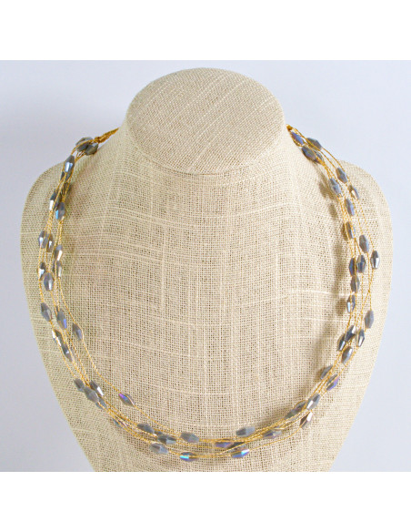 Naszyjnik Korale wielosznurowy choker z koralikami Lolita Accessories Szary