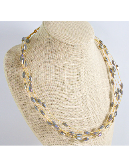 Naszyjnik Korale wielosznurowy choker z koralikami Lolita Accessories Szary