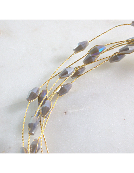 Naszyjnik Korale wielosznurowy choker z koralikami Lolita Accessories Szary