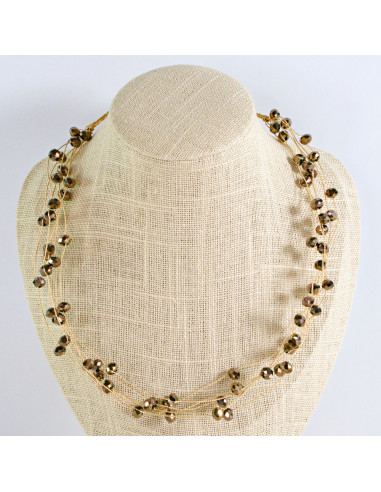 Naszyjnik czarny choker z koralikami Lolita Accessories brązy