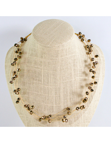 Naszyjnik czarny choker z koralikami Lolita Accessories brązy