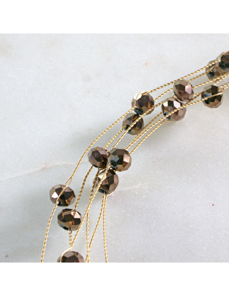 Naszyjnik czarny choker z koralikami Lolita Accessories brązy