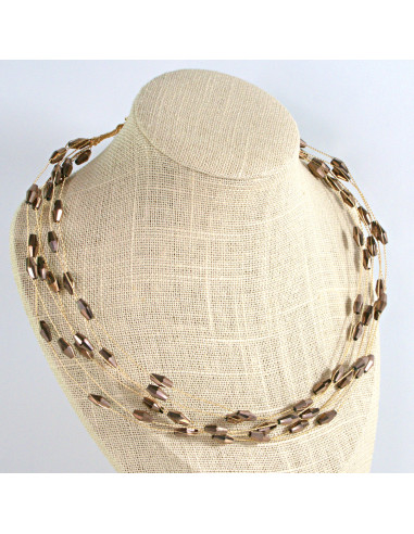 Naszyjnik czarny choker z koralikami Lolita Accessories brązy