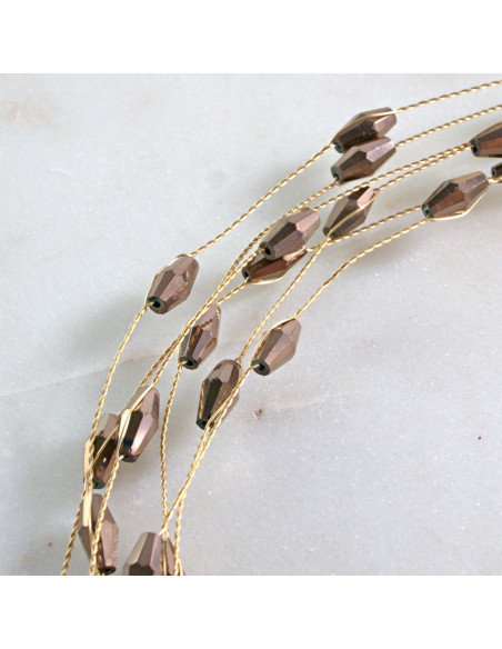 Naszyjnik czarny choker z koralikami Lolita Accessories brązy