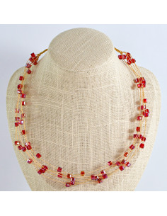 Naszyjnik Korale czrwone choker z koralikami Lolita...