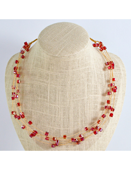 Naszyjnik Korale czrwone choker z koralikami Lolita Accessories