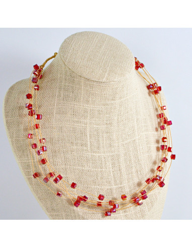 Naszyjnik Korale czrwone choker z koralikami...