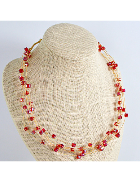 Naszyjnik Korale czrwone choker z koralikami Lolita Accessories