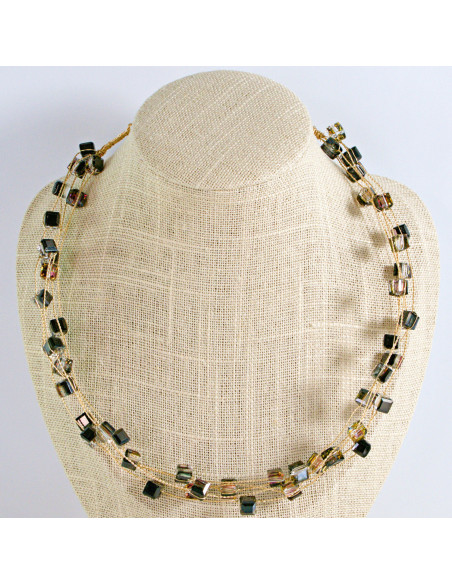 Naszyjnik czarny choker z koralikami Lolita Accessories brązy