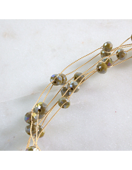 Naszyjnik czarny choker z koralikami Lolita Accessories Khaki Fluo