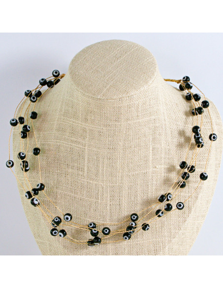 Naszyjnik czarny choker z koralikami Lolita Accessories OKO PROROKA