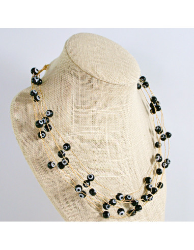 Naszyjnik czarny choker z koralikami Lolita...
