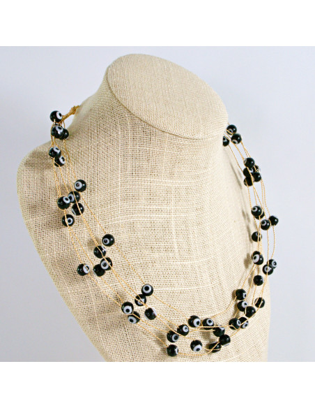 Naszyjnik czarny choker z koralikami Lolita Accessories OKO PROROKA