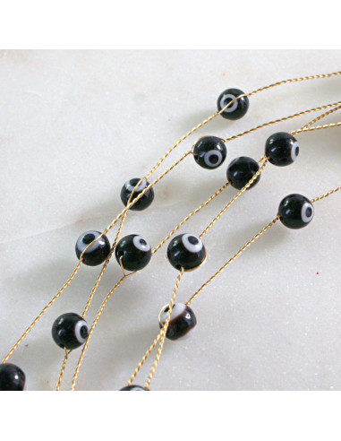 Naszyjnik czarny choker z koralikami Lolita...