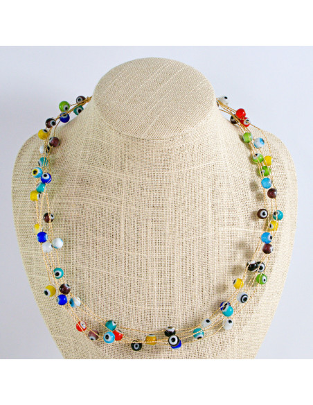 Naszyjnik wielosznurowy choker z koralikami Lolita Accessories OKO PROROKA