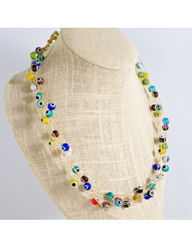 Naszyjnik wielosznurowy choker z koralikami...