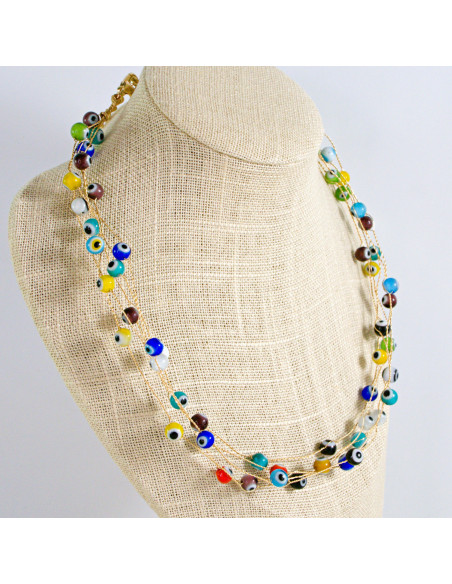 Naszyjnik wielosznurowy choker z koralikami Lolita Accessories OKO PROROKA