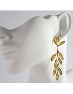 Kolczyki Złote Listki Maxi Długie stal chirurgiczna...