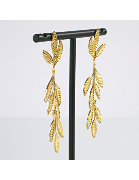 Kolczyki Złote Listki Maxi Długie stal chirurgiczna Lolita Akcesoria