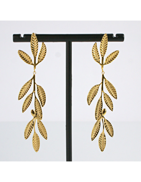 Kolczyki Złote Listki Maxi Długie stal chirurgiczna Lolita Akcesoria