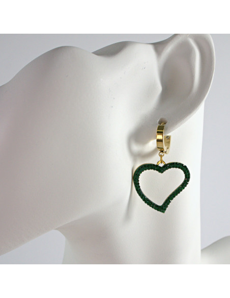 Kolczyki Zielone SERCE  stal chirurgiczna Lolita Akcesoria