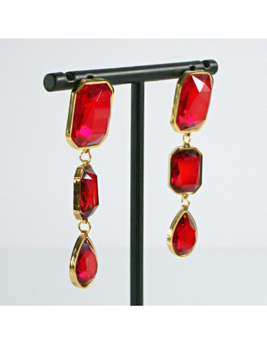 Kolczyki Czerwone "BRYLANTY"  stal chirurgiczna...