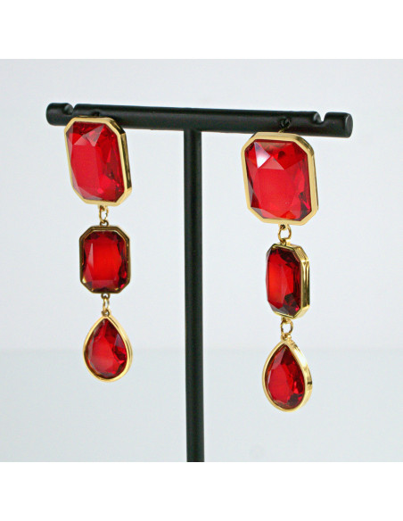 Kolczyki Czerwone "BRYLANTY"  stal chirurgiczna Lolita Akcesoria